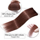 Benehair Clip in Remy Hair Extensions Human Hair Dark Auburn for Women 22 inch Seamless Clip on Real Hair Skin Weft Clip ins Thin 8pcs Standard Weft Long Straight Hairpieces for Full Head