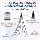 Ardell False Eyelashes Knot-Free Individuals Long Black, 6-Pack (contains 6 packs of lash trays with 56 Individual Lashes each) Ardell