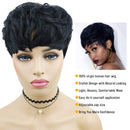 VCK Short Pixie Wigs for Black Women Human Hair Wigs Short Layered Cut Wigs with Bangs 1B Color VCK