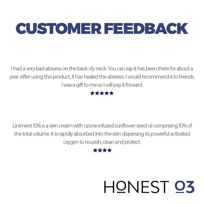 Honest O3 Liniment 10% Ozone Oil | Natural Ozone Infused Skincare Cream | Promotes Healthy Skin | Moisturizes & Nourishes | Fast Absorbing Ozone Cream 1.2 Ounces Honest O3