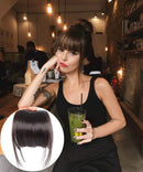 LEEONS Clip on Bangs Fringe Hair Extensions 6" Short Straight Clips in Hair Bang False Flat Hairpiece Two Side Darkest Brown(2