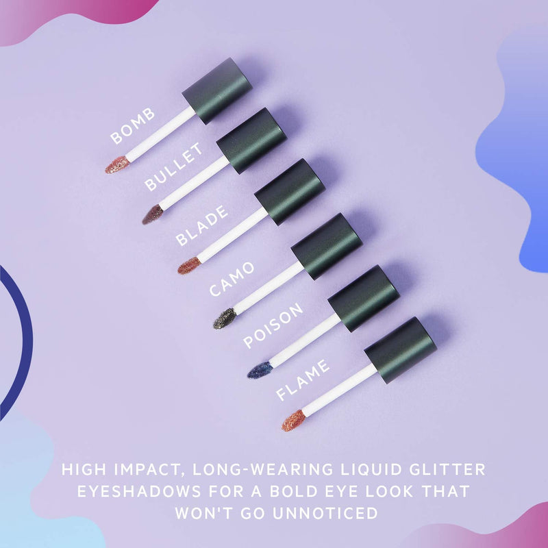 Flower Beauty Warrior Glitter Liquid Eyeshadow, Long-Lasting High-Impact Shimmer for Eyes, Cruelty-Free Makeup (Poison) FLOWER BEAUTY