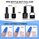 MEFA Blue Gel Nail Polish Set, Midnight Navy Sapphire Azure Glitter Dark Shades 6 Colors Starter Kit, Soak Off Long Lasting Nail Art Design DIY Salon Manicure Holiday Gift for Women Girls 5ml MEFA