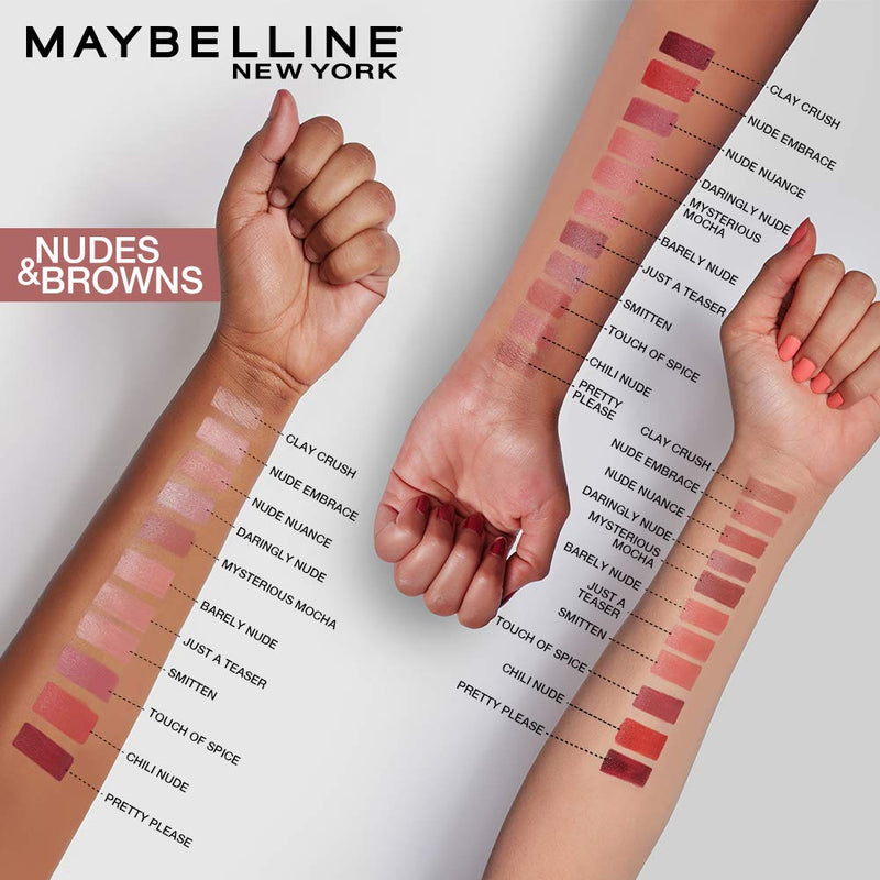 Maybelline Color Sensational Lipstick, Lip Makeup, Matte Finish, Hydrating Lipstick, Nude, Pink, Red, Plum Lip Color, Nude Embrace, 0.15 oz; (Packaging May Vary) Maybelline New York