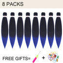 Pre Stretched Braiding Hair 26 Inch 8 Packs Long Ombre Braiding Hair Prestretched Crochet Braids Synthetic Yaki Texture Easy Hair Extensions for Braiding (20inch,T1B/Blue) Royal Collection