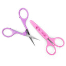 Humbee, Stainless Steel Hair Grooming and Trimming Scissors Set, For Facial Hair, Nose Hair, Eyebrow Scissors, Eyelash Scissors, Mustache, and Beard (Straight Edge, Pink Long Cap) Humbee