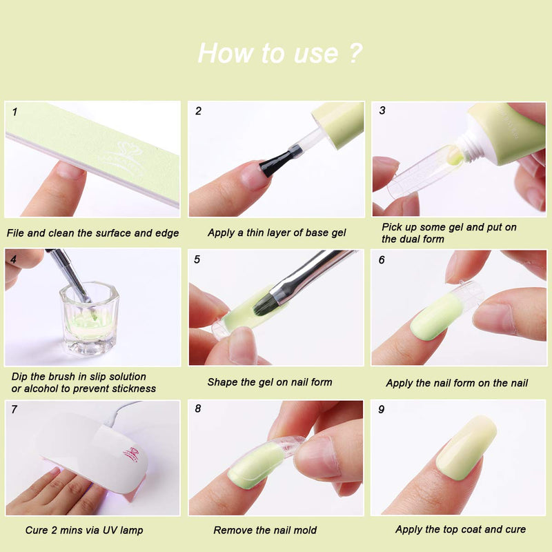Makartt Poly Nail Gel Kit Gel Nail Kit Green Nail Extension Kit Hard Gel for Nails with Slip Solution Beauty Gift Sets Gel Nail Builder St. Patrick's Day Clear White Jelly Green Colors All-in-one Set Makartt