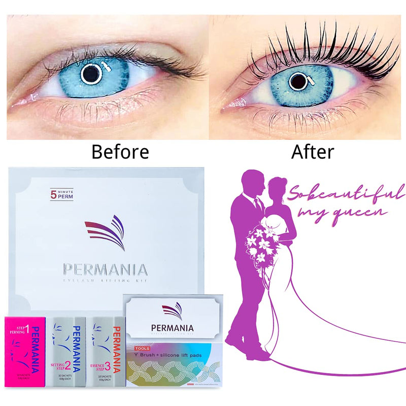 PERMANIA lash Lift Sachet Kit,Eyelash Perm Kit, Fast Lash Lifting 5 Minutes DIY At Home With Strong Glue Disposable Sachet Professional Lash Perming Kit Last 8 Weeks PERMANIA
