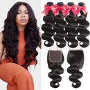 Beauhair 4 Bundles with Closure(16 16 16 16+14 Free Part) Professional Brazilian Body Wave Hair 100% Unprocessed Virgin Human Hair Bundles with Closure Natural Black Human Hair Extensions Beauhair Store