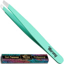 Tweezers for Women - Slant Tweezers - NEW COLOR - Premium Tweezers Precision - Professional Eyebrow Tweezers - Durable Tweezer for Facial Hair Removal and Brow Shaping - Perfect gift (green) WERONY