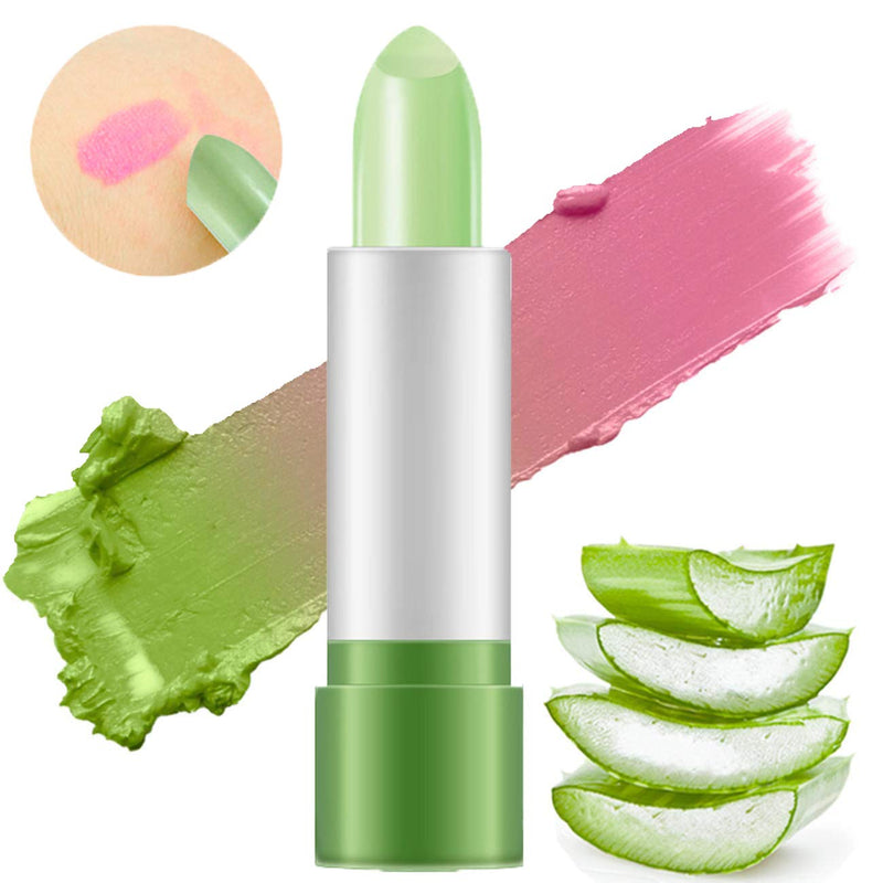 2 Pcs Aloe Vera Color Changing Lipstick,Long Lasting Lip Care Nutritious Plumper Lip Balm Moisturizer Magic Temperature Color Change Lip Gloss Matte Makeup BINGBRUSH