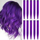 TOFAFA 22 inch Colored Hair Extensions Straight Hairpiece, Multi-colors Party Highlights Clip in Synthetic Hair Extensions for Kids Girls(10pcs Purple) TOFAFA Store