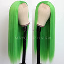 Maycaur Lace Front Wigs Long Straight Hair 22 Inch Lime Green Color Wigs for Fashion Women Synthetic Lace Front Wigs with Natural Hairline Maycaur Store