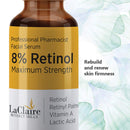 8% Retinol Complex Face Serum – Anti-Aging, Brightening Neck & Facial Serum Helps Firm, Smooth, & Nourish Skin with Lactic Acid, Vitamin A, & Retinyl Palmitate – Anti Wrinkle Serums by LaClaire, 15 ml LaClaire