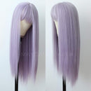 Maycaur Purple Color Synthetic Hair Wigs with Full Bangs Long Straight Women's Wig Heat Resistant Synthetic No Lace Wigs for Fashion Women 22 Inch Maycaur Store