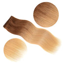 5 Pieces 18" Remy Clip in Hair Extensions Human Hair light Brown to Dirty Blonde Ombre - Silky Straight Short Thick Real Hair Extensions for Women (18 inches, 8T24, 90grams) Amygirl