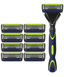 DORCO Pace 6 Sport System - Six Blade Razor System with Trimmer and Pivoting Head - 9 Pack (1 Handle + 9 Cartridges) DORCO