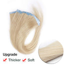 24 inch Tape in Human Hair Extensions Whitish Blonde Seamless Rooted Tape on 100% Remy Hair Highlighted Long Straight 20pcs 50g Skin Weft Invisible Double Sided for Women (24"