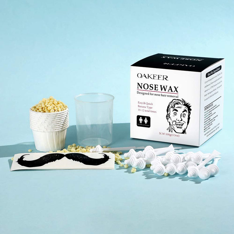 Oakeer Nose Wax Kit Nose Wax Hair Remover for Men Women Facial Lips Ears Nose Wax Hair Removal with 100g Nose Wax Beans 20 Nose Wax Applicator Sticks OAKEER