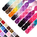24 Inch Ombre Jumbo Braiding Hair Extensions Jumbo Braid Hair Ombre Long Jumbo Braids For Box Twist Braid Crochet Hair High Temperature Fiber 3 Tone Colored ( 3 Bundles, Dark Pink to Lake Blue ) S-noilite