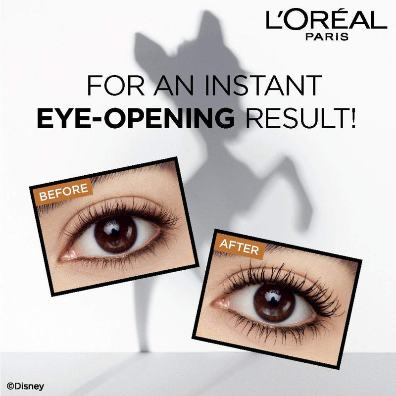 L'Oreal Paris Bambi Eye Washable Mascara, Doe Eyes, Lasting Volume, Length & Lift, Definition, No Clumping, No Smudging, Blackest Black, 0.28 Fl. Oz., 1Count L'Oreal Paris