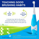 Brush Baby BabySonic Infant and Toddler Electric Toothbrush for Ages 0-3 Years - Smart LED Timer and Gentle Vibration Provide a Fun Brushing Experience - Includes 2 Sensitive Brush Heads (Blue) Brush-Baby