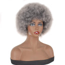 PWEOUKE 4 Inch Grey Afro Wig for Black Women Lightweight Synthetic Wig Fluffy Afro Curly Hair for Party and Daily High Temperature Fiber Short Afro Kinky Curly Wigs Full Wigs GREY