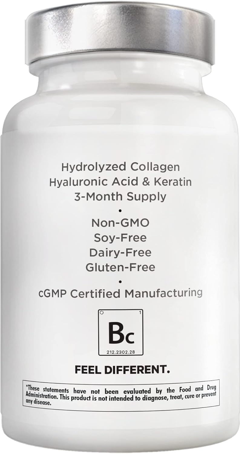 Amen Biotin Collagen Vitamins+ 10,000 mcg Biotin Supplement - Hydrolyzed Collagen, Vitamins C & E, Folate, Hyaluronic Acid, Keratin, MSM, Saw Palmetto - 3-Month Supply - Non-GMO - 90 Capsules Infinity Warehouse