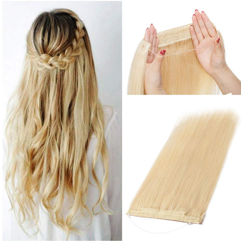 Thick Hidden Invisible Crown Flip on in Human Hair Extension One Piece Secret Miracle Wire in Hairpieces No Clip No Tape in Remy Hair Translucent Fish Line Headband 110g 20''/20inch