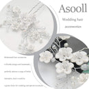 Asooll Bride Wedding Hair Pin Silver Flower Bridal Head Clip Rhinestone Crystal Headpiece for Women and Girls Asooll