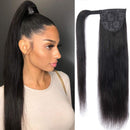 Feelgrace Straight Human Hair Ponytail Extension 10A Grade Brazilian Remy Human Hair Ponytail Extension for Black Women Wrap Around Silky Full Thick Straight Ponytail Hairpiece (14 Inch) Feelgrace