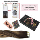GOO GOO 20pcs 50g Tape in Hair Extensions Human Hair Chocolate Brown to Caramel Blonde Remy Human Hair Extensions Balayage Tape in Real Hair Extensions 22 inch GOO GOO
