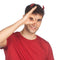 FUNCREDIBLE Red Devil Horns Headband | Glitter Devil Ears Headband | Devil Costume Accessory | Halloween Fancy Cosplay Outfit Accessories for Women, Men and Kids (Red) Funcredible