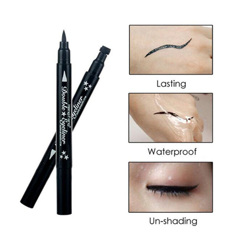 Pinkiou Eyeliner Pen with Eye Makeup Stamp Waterproof Double Sided Long Lasting Seal Eyeliner (4 in 1) Pinkiou