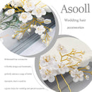 Asooll Bride Wedding Hair Pin Flower Bridal Head Clip Rhinestone Crystal Headpiece for Women and Girls(Gold) Asooll
