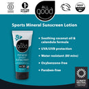 All Good Travel-Sized Sport Mineral Sunscreen Lotion - Backpacking & Camping - SPF 30, Water Resistant, UVA/UVB Broad Spectrum (1 oz)(3-Pack) All Good Makes Everything Better Store