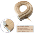 40 PCS 18 Inches Remy Tape In Hair Extensions Invisible Seamless Skin Weft Human Hair Double Side Rooted Tape In Hair Extensions Highlight Straight For Women (100g,