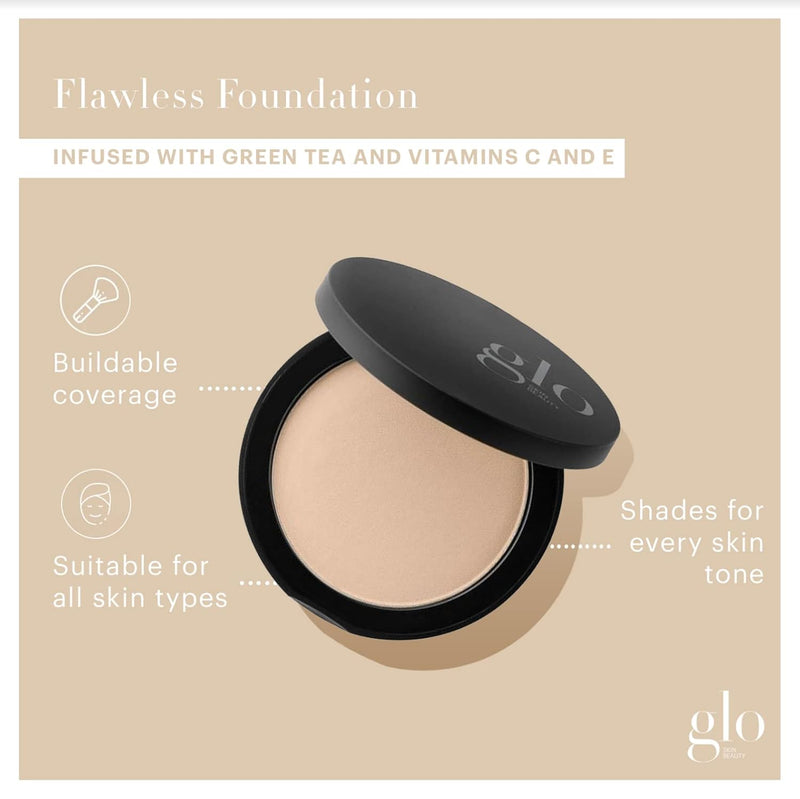 Glo Skin Beauty Pressed Base Powder Foundation Makeup (Natural Medium) - Flawless Coverage for a Radiant Natural, Second-Skin Finish Infinity Warehouse