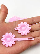 Tara Girls Self Hinge Plastic Flower Hair Barrettes 18 Pieces Selection (Light Pink) Tara