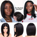 ISEE Hair Short Bob Wigs Human Hair Lace Closure Wigs Brazilian Virgin Human Hair Straight Bob Lace Front Wigs For Black Women Pre Plucked with Baby Hair Natural Black (14inch) ISEE