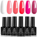 Beetles Valentine's Day Glitter Baby Pink Red Gel Nail Polish Set 6 Colors Pink White Gel Polish Kit Soak Off LED Lamp Nail Gel Kit Christmas New Year Girlfriend Gift for Women Mom Manicure Kit beetles Gel Polish