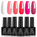 Beetles Valentine's Day Glitter Baby Pink Red Gel Nail Polish Set 6 Colors Pink White Gel Polish Kit Soak Off LED Lamp Nail Gel Kit Christmas New Year Girlfriend Gift for Women Mom Manicure Kit beetles Gel Polish