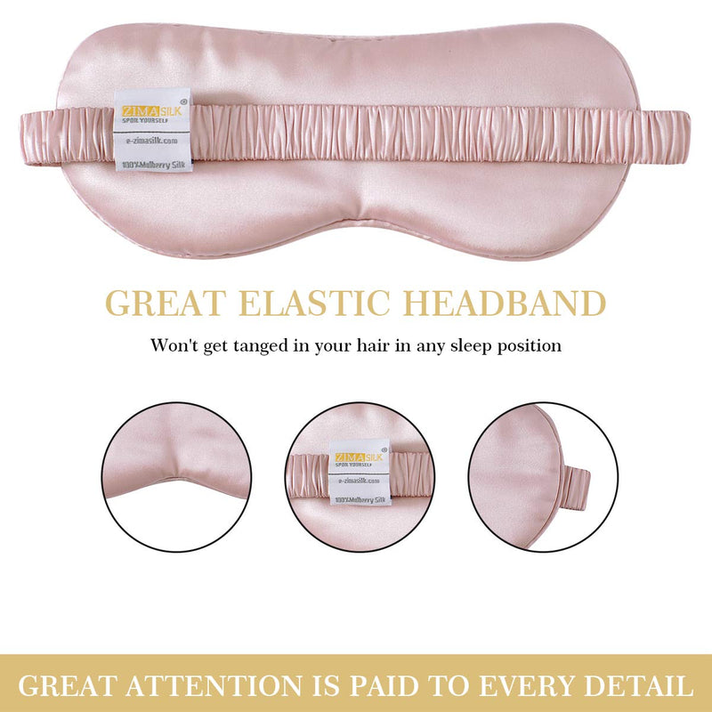 ZIMASILK 100% 22 Momme Pure Mulberry Silk Sleep Mask,Filled with 100% Mulberry Silk,Silk Wrapping Strap- Super Soft & Comfortable Sleep Eye Mask for Sleeping (Light Plum) ZIMASILK