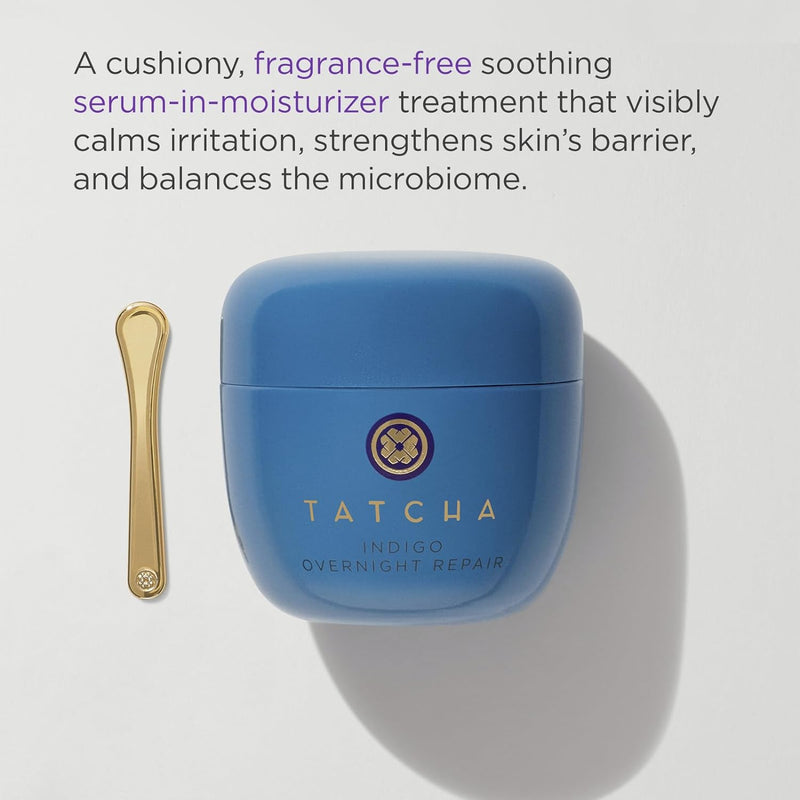 TATCHA Indigo Overnight Repair | Face Cream & Serum Treatment, Fragrance Free Night Cream, 50 ml | 1.7 oz - Infinity Warehouse