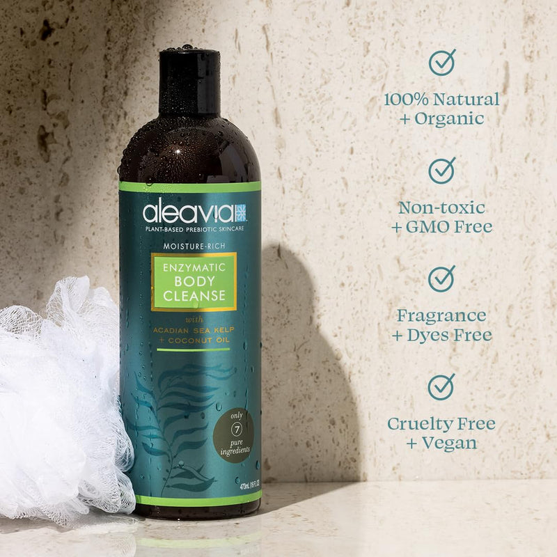 Aleavia Body Cleanse – Organic & All-Natural Prebiotic Body Wash – Fragrance-free and Sulfate-Free Enzymatic Body Cleanser – 16 Oz. Infinity Warehouse