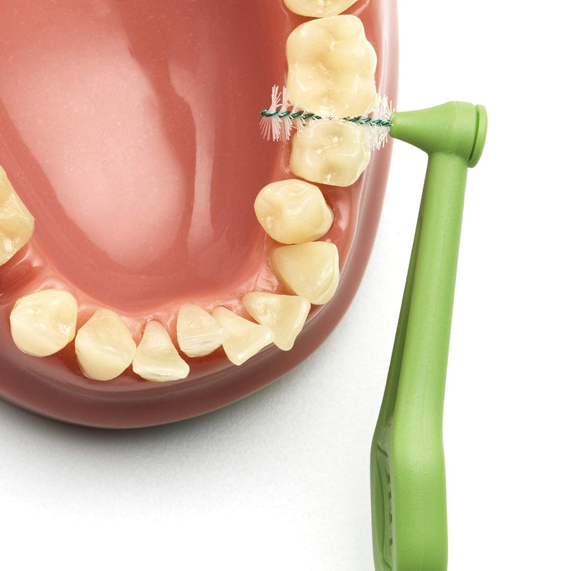 TEPE Angle Interdental Brushes, Dental Brushes for Between Teeth and Gums, Brush Micro Tight Cleaner, Plaque Removal, 0.8 mm, 6 Pk, Green TEPE