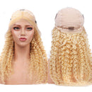 24 Inch Deep Curly 613 Blonde Lace Front Wig Virgin Human Hair Pre Plucked 13x1x4 T Part Lace Wigs for Women 150% Density with Baby Hair Middle Part Water Wave Blonde Human Hair Wigs Bleached Knots Smartinnov Store