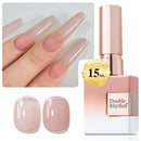 Double Rhythm Translucent Gel Polish Sheer Neutral Natural Light Milky Same Color Same Bottle 15ML Jelly UV Polish Nail Art DIY at Home (Jelly Nude Brown-A1492) Infinity Warehouse
