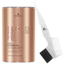Schwarzkopf BlondMe Lightener 9+ Bond Enforcing Premium Dust Free Powder 450 grams and M Hair Designs Tint Brush/Comb (Bundle - 2 items) M Hair Designs