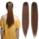 100% Remy Human Hair Ponytail Extension One Piece Claw/Jaw Clip Ponytail Hairpiece Clip In Pony Tail Extensions For Girl Lady Women Long Straight